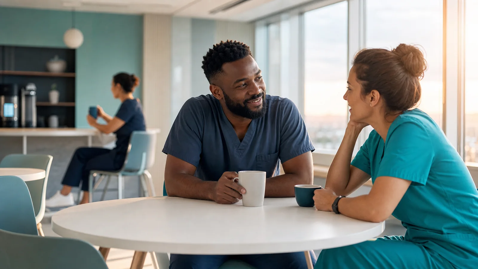 Healthcare professionals meeting through a live dating introduction